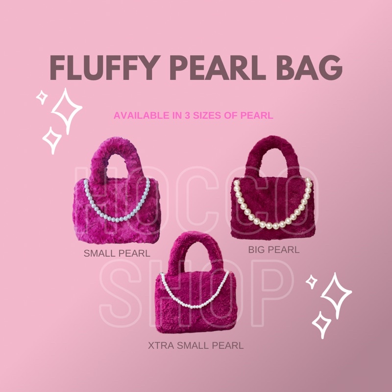 FLUFFY PEARL BAG MULBERRY FUSCHIA PINK FANTA TAS BULU KOREA TAS BULU TAS KOREA TAS KEKINIAN TAS WANI