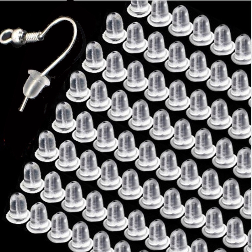 1000PCS Earring Back Stoppers Wholesale Rubber Ear Post Nuts Findings 4MM