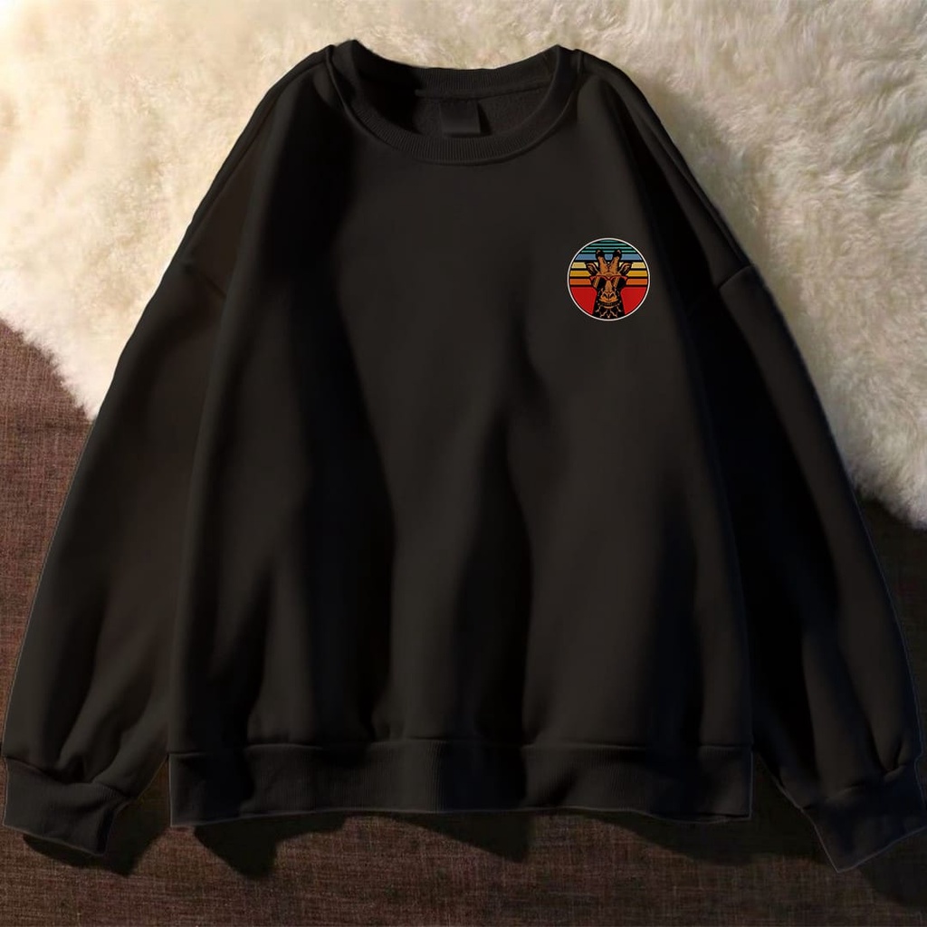 SWEATER UNISEX OVERSIZE GIRAFECO /// CREWNECK SIZE M TO XXL PREMIUM /// ATASAN FLEECE TEBAL KEKINIAN TERBARU''