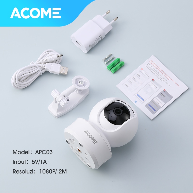 ACOME Smart Camera CCTV Audio FULL HD 1080P Kamera No Blind Spot 2 Arah Dalam Ruangan Garansi Resmi APC03/APC05/APC01