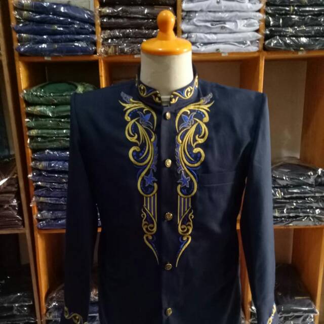 Jual Jasco Biru Ne Jasko Tasik Motif Jt Biru Dongker Terbaru Jas Koko Bordir Jt Warna