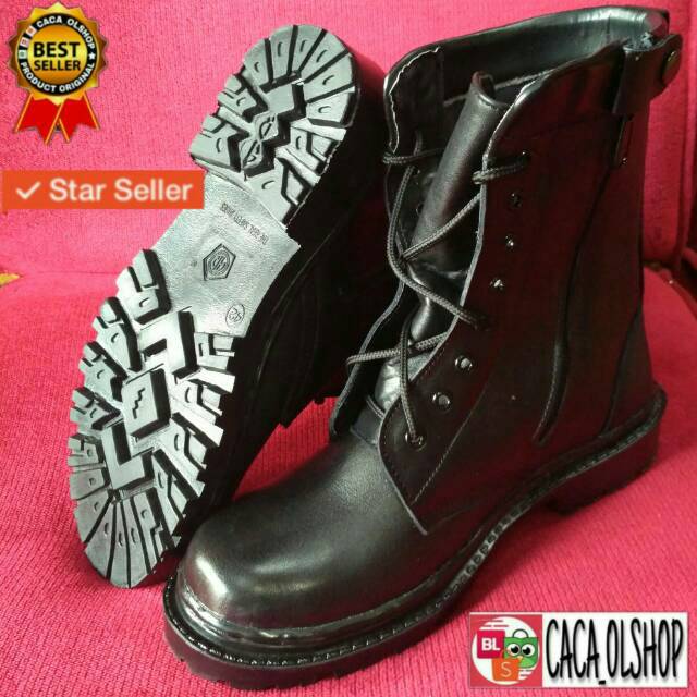 Sepatu PDL Kulit Dobel Sleting Safety Ujung Besi Merk AR Exclusive MA 8 G