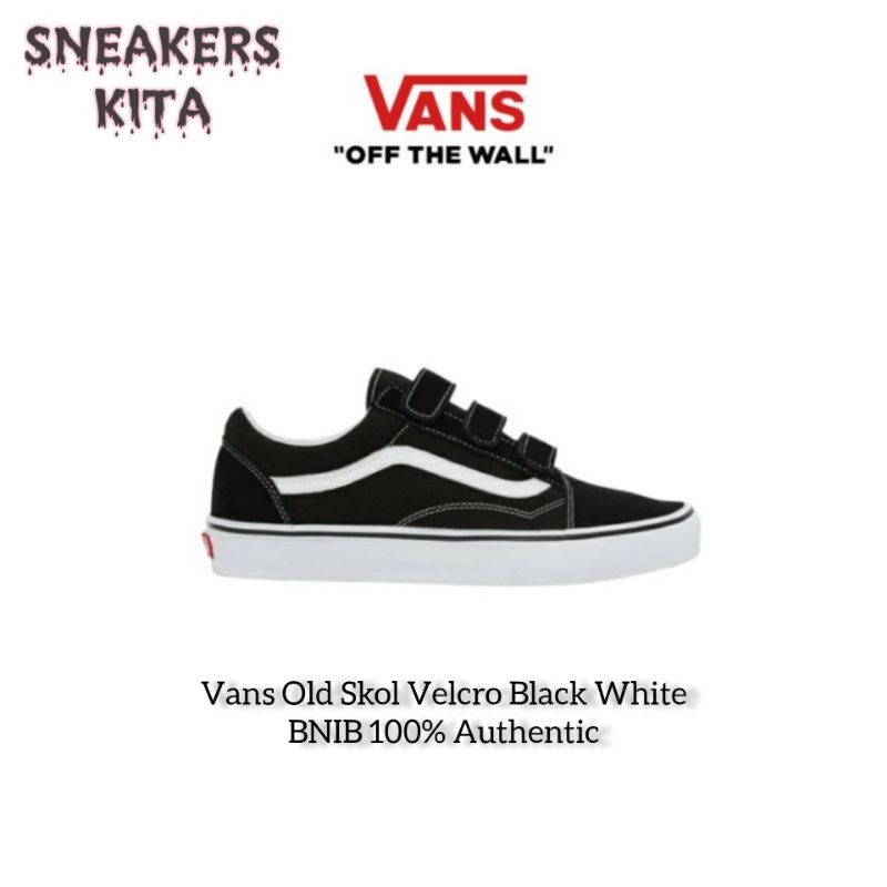 Jual Sepatu Vans Old Skool Velcro Classic Black White Shopee Indonesia