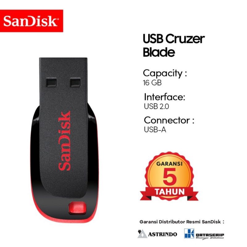 Flashdisk Sandisk 16GB Original Garansi Resmi Sandisk Indonesia