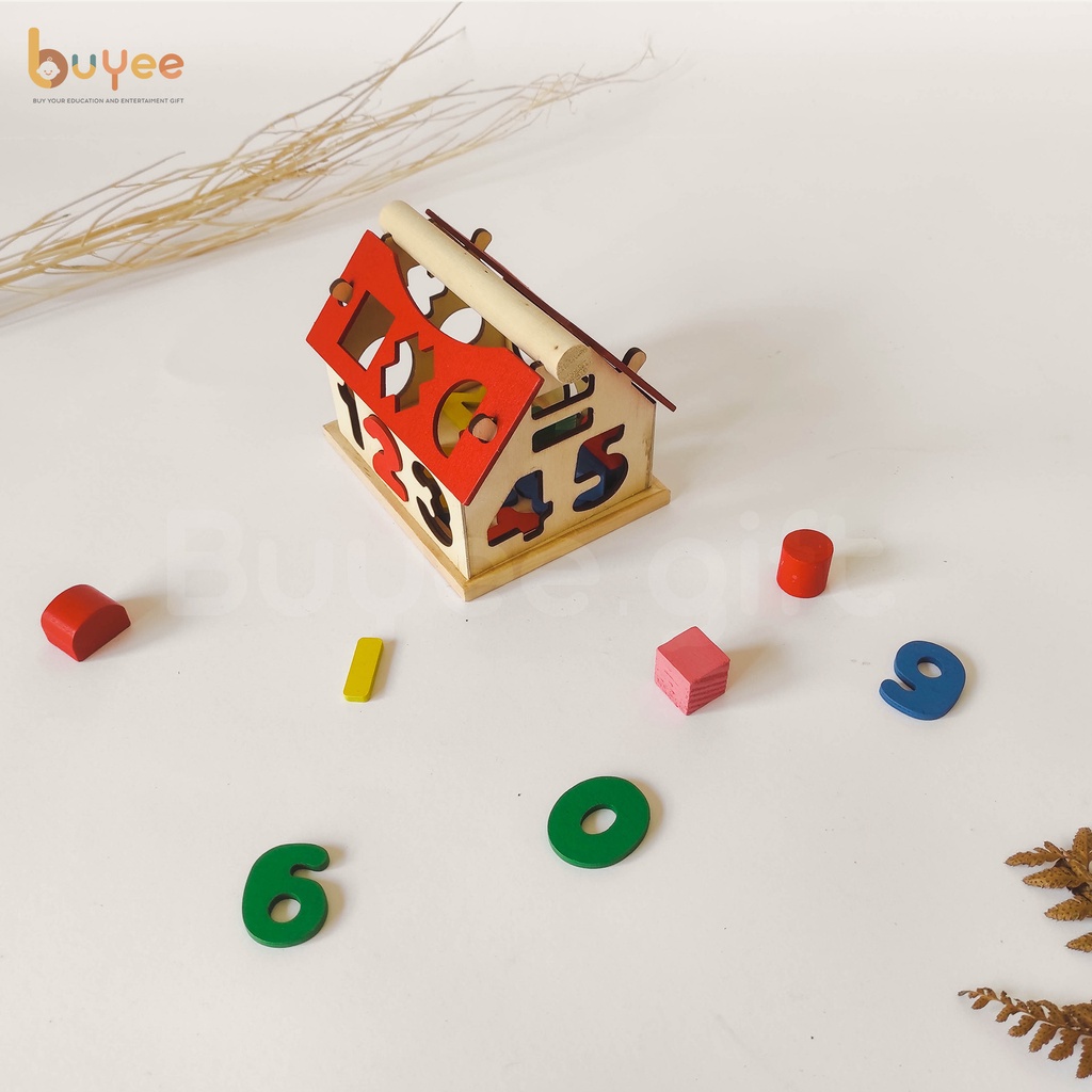 Mainan Kayu Digital Intelligence House Puzzle | Balok Kayu Puzzle Rumah Montessori