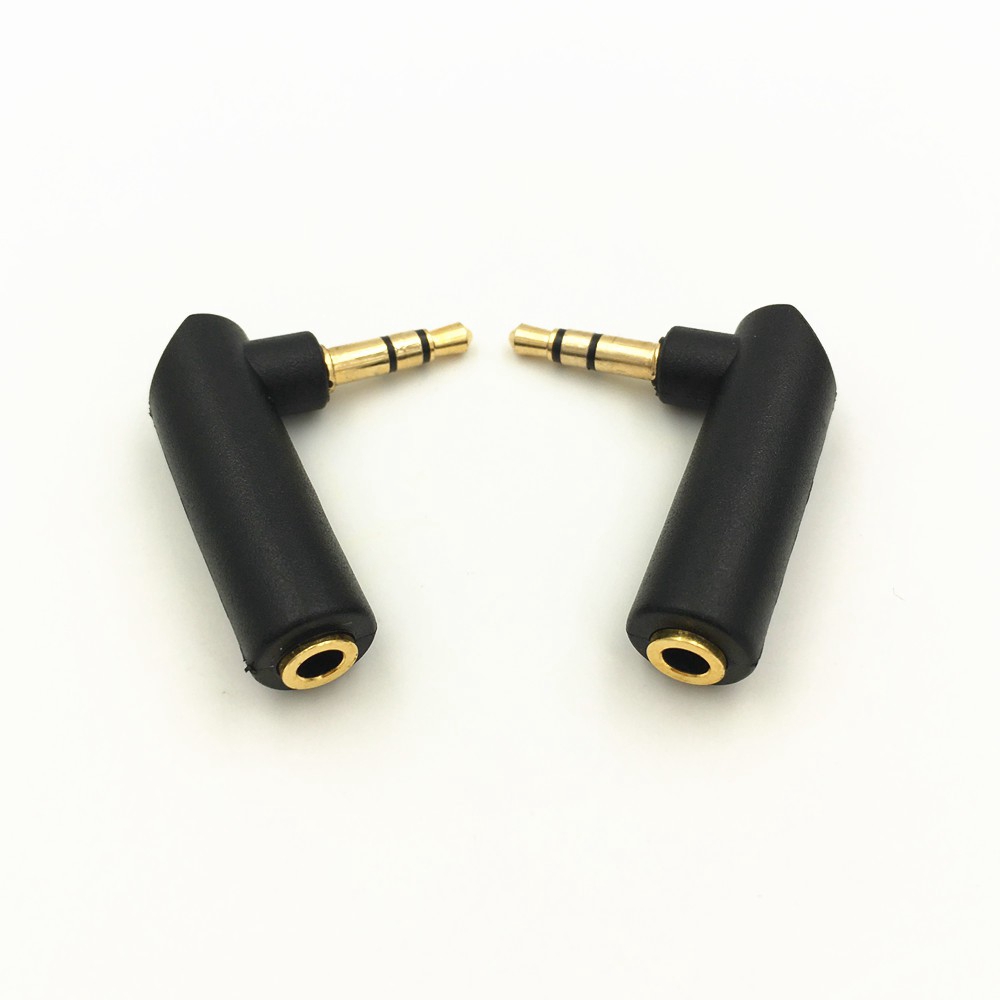 1 Buah Konektor Adaptor Jack Audio 3.5mm 3 Pole Male Bentuk L Warna Emas