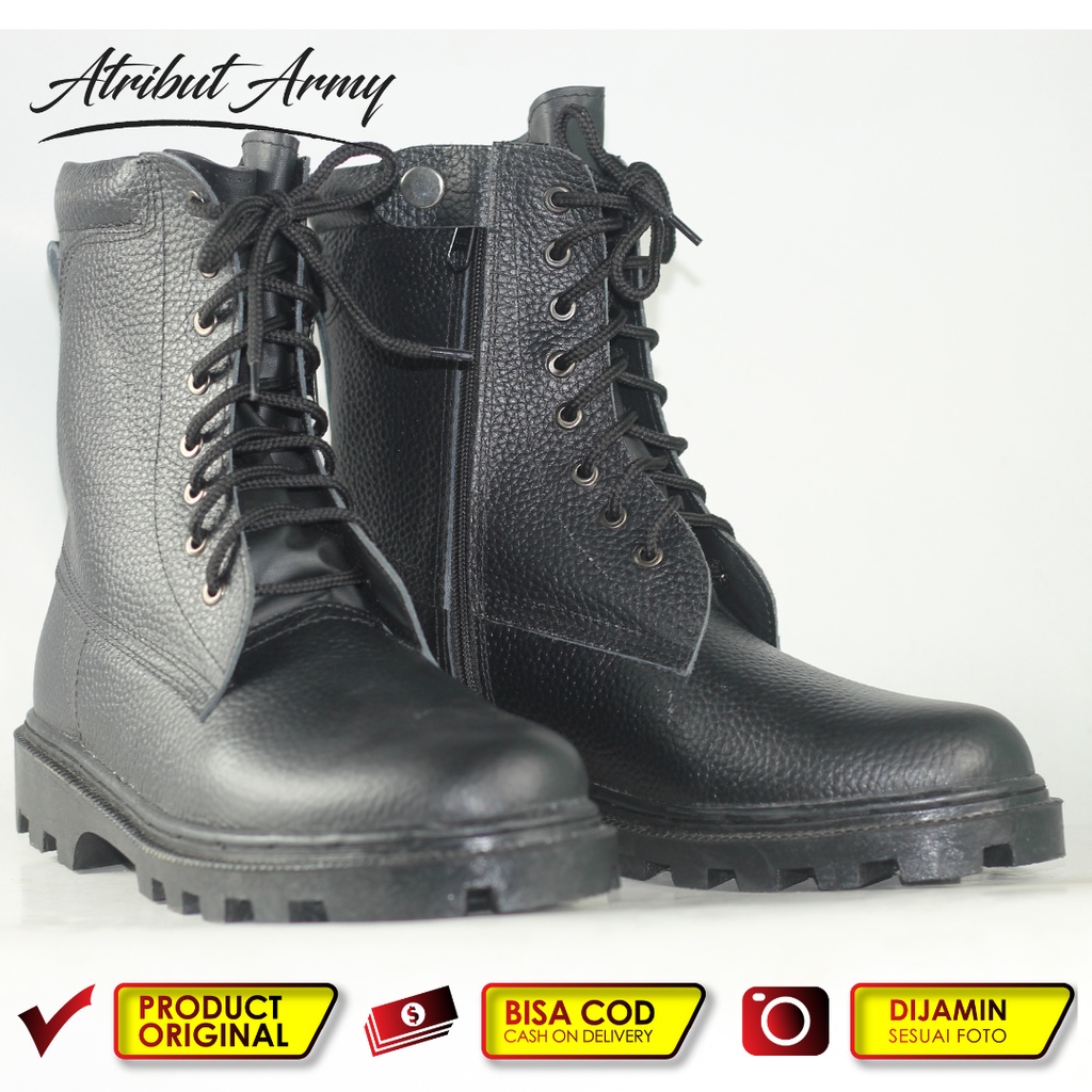 Sepatu PDL Linmas Cobra Kulit Mild Jeruk Sepatu Kerja Pria Satpam Security Kulit Asli Tali Resliting