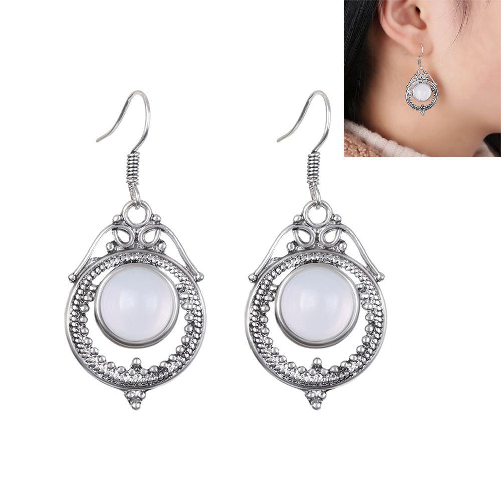 Preva Moonstone Anting Anting Engagement Princess Hadiah Ulang Tahun Perhiasan Pengantin Amethyst Juntai