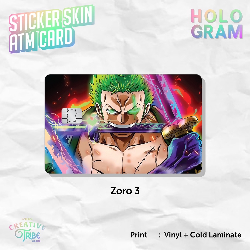 

Zoro 3 HOLOGRAM - Sticker Skin Card HOLOGRAM - Vinyl ATM Debit Credit Emoney Flazz Stiker One Piece