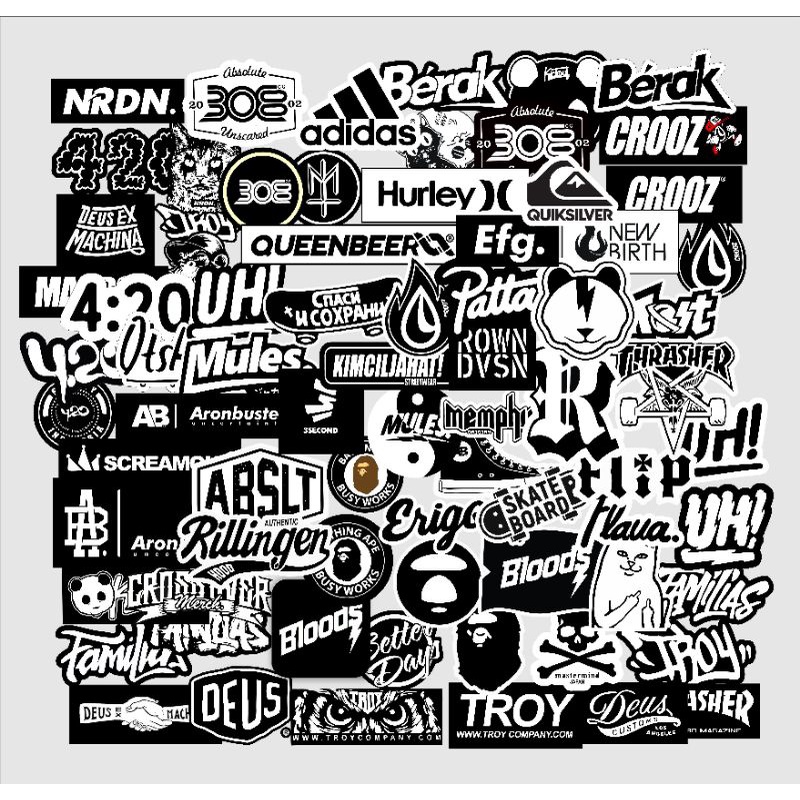 Stiker brand distro paket 25 pcs sticker murah anti air striping sticker Aesthetic Logo daily grafit