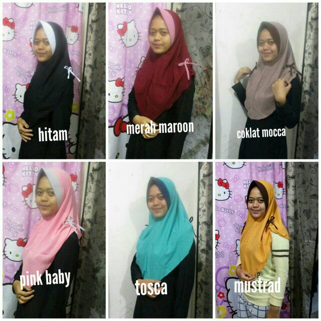 Jilbab Khimar pet kerut PITA kanan kiri kombinasi