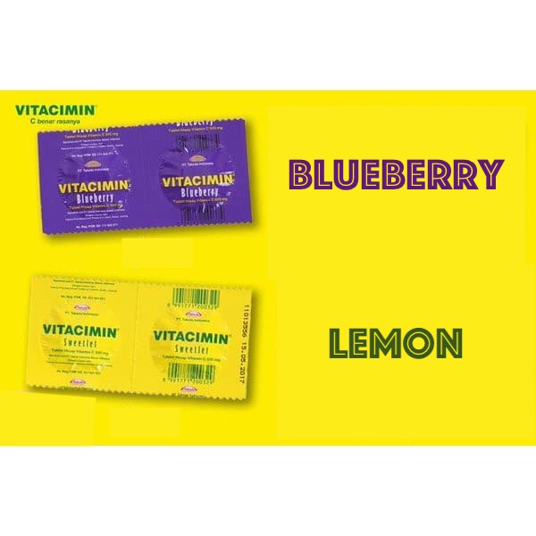 VITACIMIN TABLET LEMON VITACIMIN BLUEBERRY- Tablet Hisap Vitamin C / Vitacimin 1 Strip 2 tablet / Vi