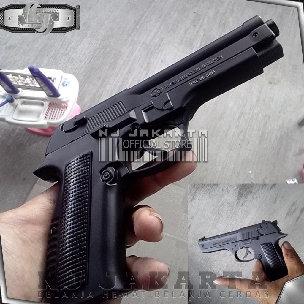 Korek Api Gas PIstol Besi Metal Black Doff Free Sarung Mancis Lighter