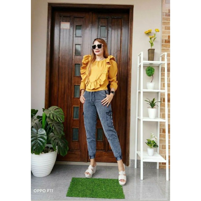 Celana panjang jeans denim wanita casual model legging jeans