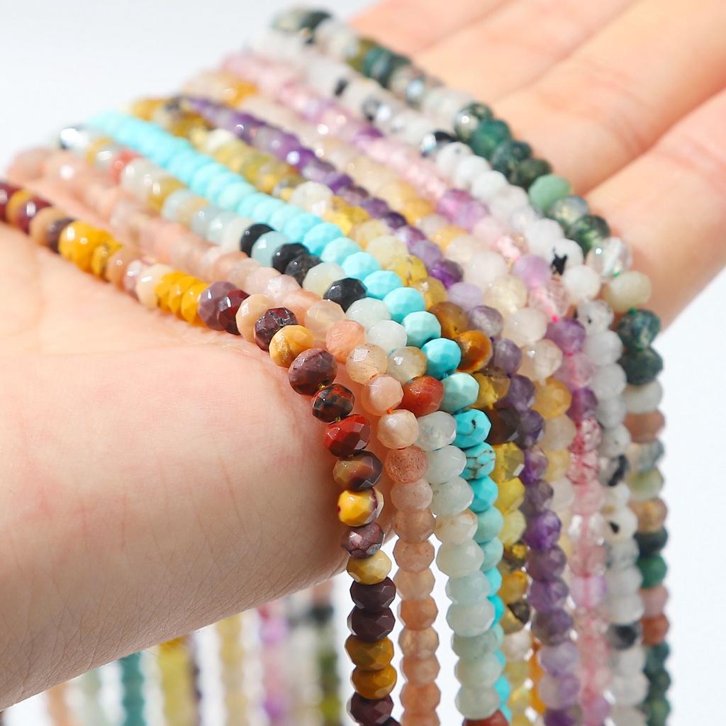 120 pcs 4mm Faceted Manik-manik Alami Pirus Amethyst Agate Quartz Tiger Eye Batu Beads Untuk DIY Membuat Perhiasan Gelang Kalung
