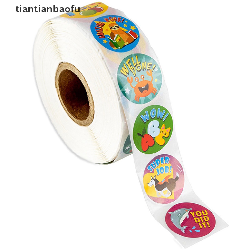 500pcs Stiker Roll Desain Hewan Lucu Untuk Hadiah Anak