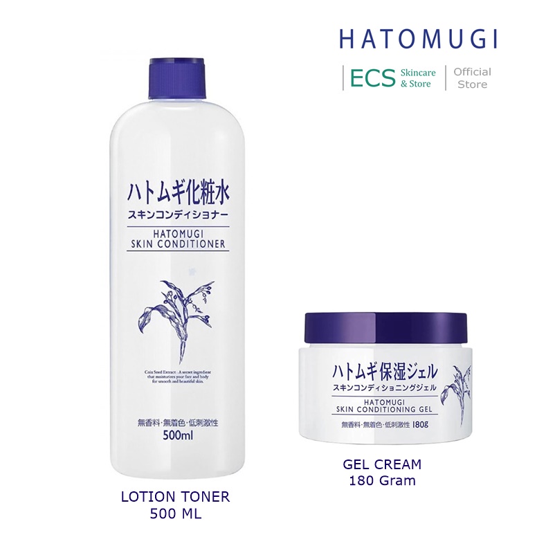 (Original 100% BPOM) Hatomugi Skin Conditioner Lotion 45ml &amp; 500 ml / Gel Cream Conditioning 180 Gram  Fullsize - Toner Lotion &amp; Day/Night Cream Untuk Wajah &amp; Tubuh (Made In Japan Tanpa Pewangi, Tanpa Pewarna, Tanpa Minyak) Hatumugi Hatumogi Hatomogi