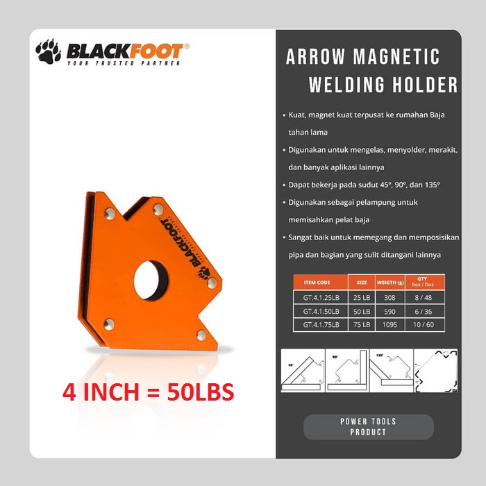 BLACKFOOT Welding Magnet Siku Las 50 lbs Magnetic Hold 4 Inch