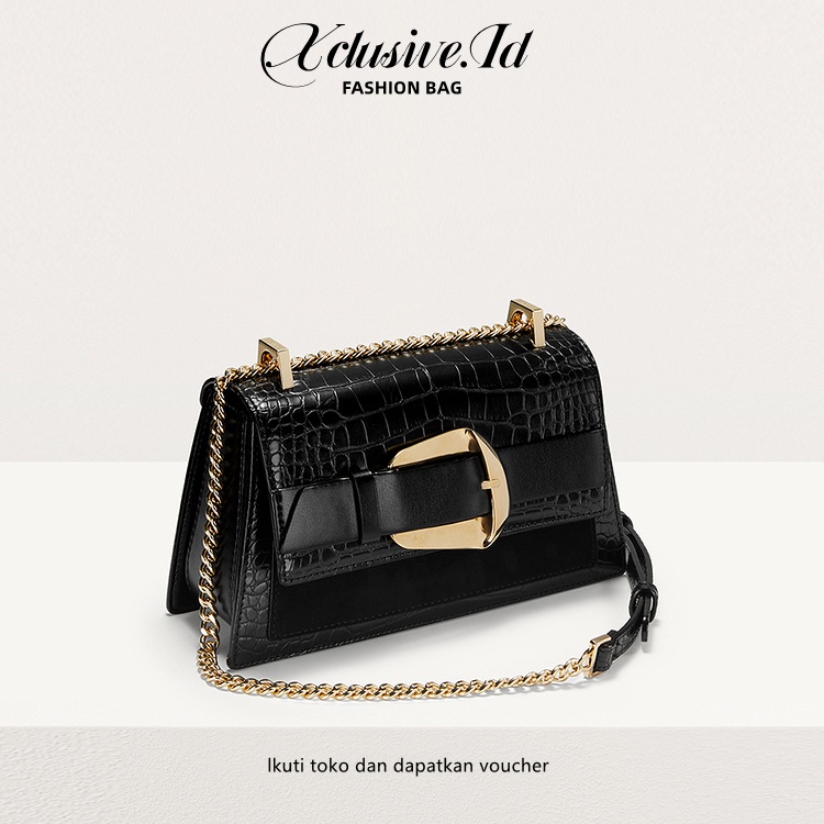 TAS BAHU WANITA PEDRO FASHION BAG WITH GESPER LOGAM BAHAN TEKSTUR PREMIUM PD02206001