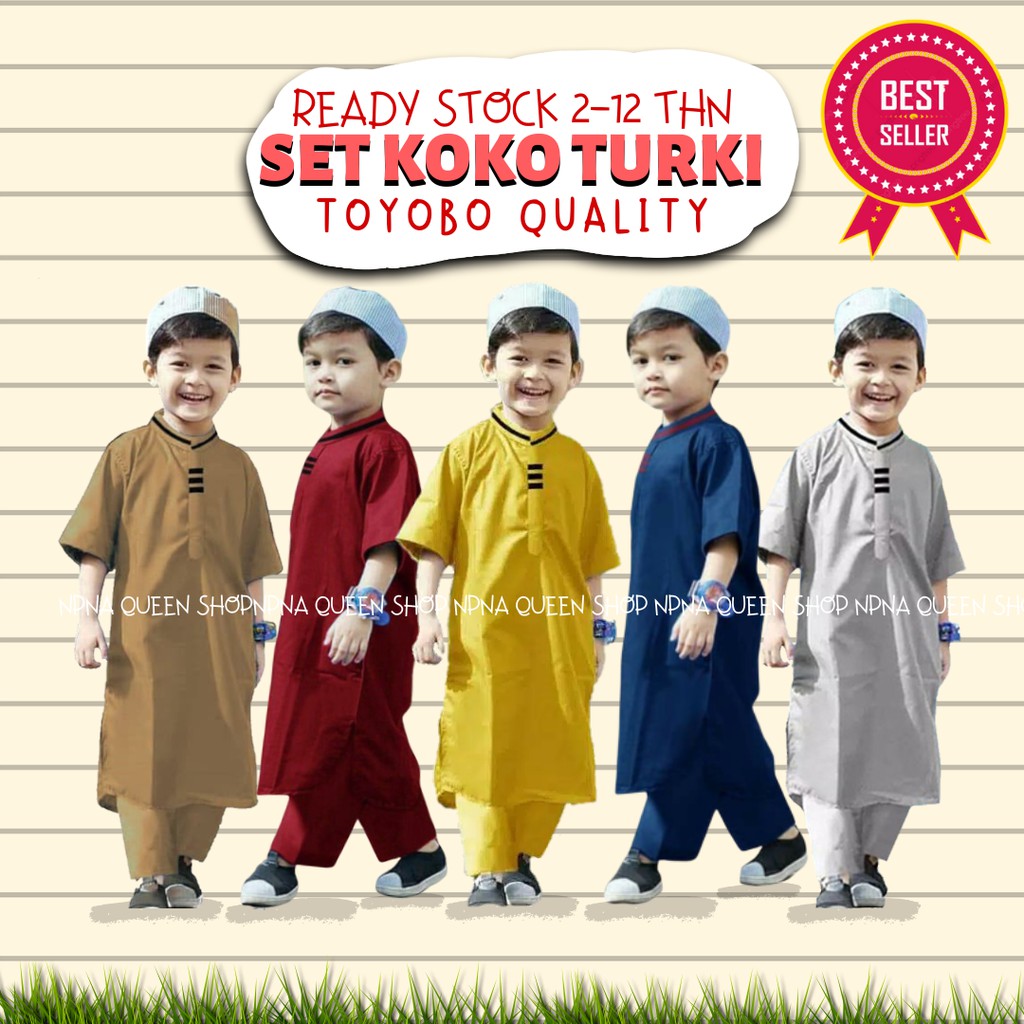 KOKO TURKI / SETELAN BAJU MUSLIM ANAK LAKI-LAKI 2-12 TAHUN TOYOBO PREMIUM