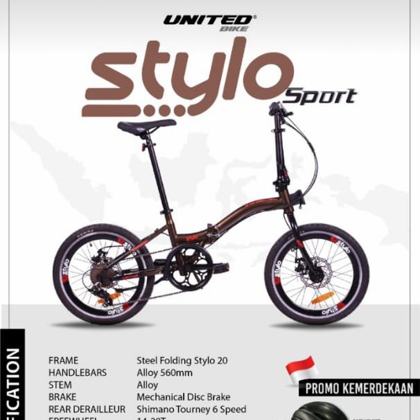 Sepeda Lipat Folding Bike United Stylo DB Sport 16 Inch 6 Speed Disc Brake-3