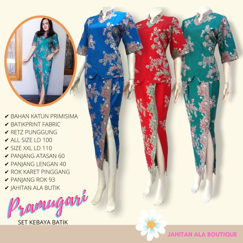 COD Seragam Kebaya Kartini XL-XXL JUMBO / Kebaya Batik Kartini / Kebaya Pramugari / Batik Pramugari