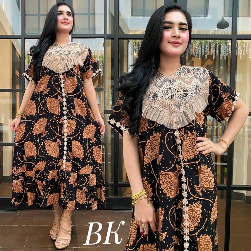 DASTER ARAB RENDA MOTIF KIPAS/DASTER  BORKAT KEKINIAN/DASTER ARAB MOTIF-Hitam