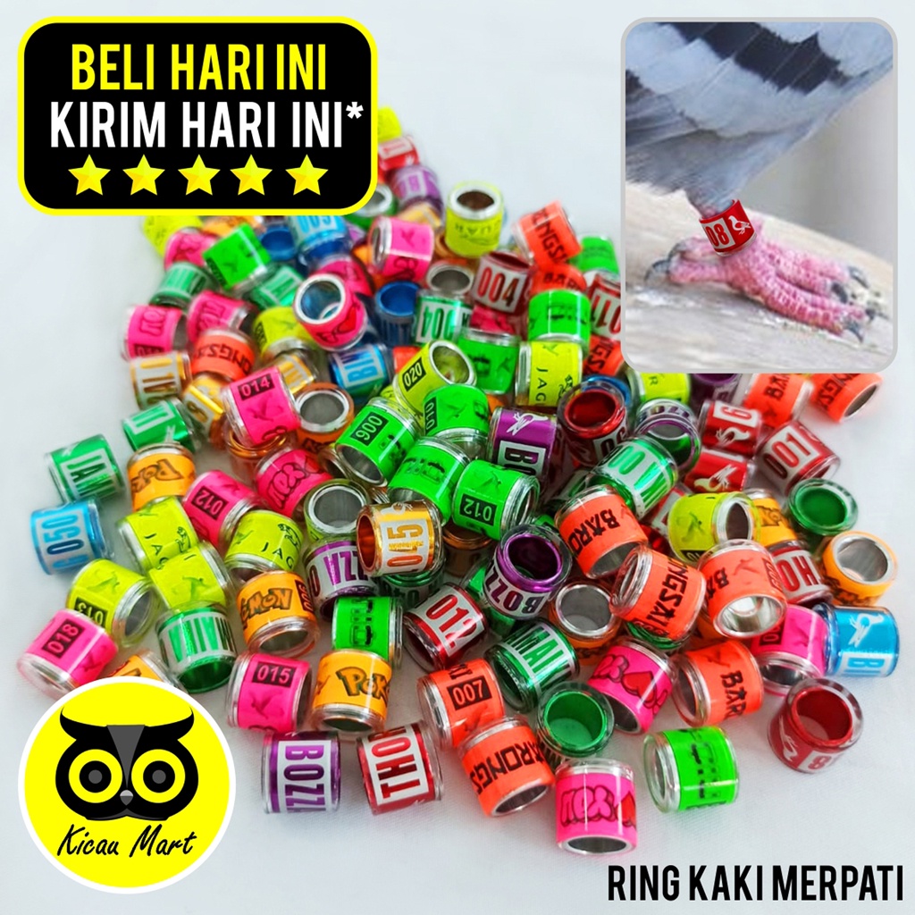 Ring Mepati Balap Tipe Kristal Lapis Akrilik Premium Gelang Penanda Kaki Burung Merpati Dara Cincin Kaki Merpati Balap Tomprangan Tinggian Burung Dara Pos