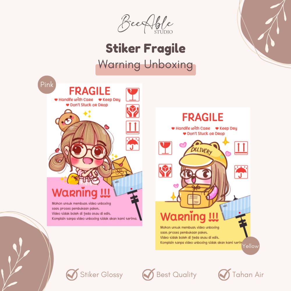 

Sticker Fragile Stiker Warning Unboxing Kecil Cute Online Shop