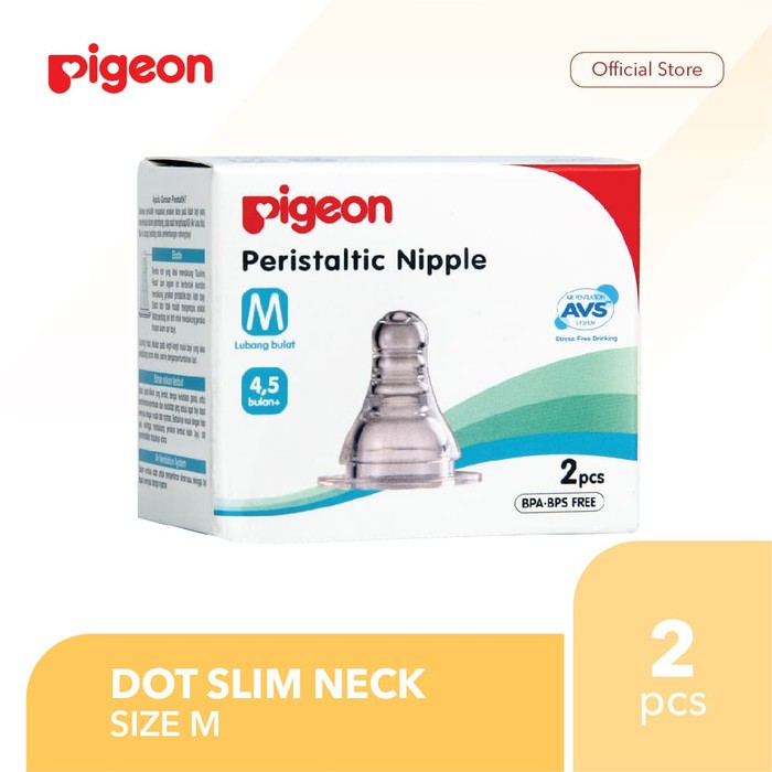 Pigeon Peristaltic Nipple Box 2pcs Slim Neck M - Nipple Dot Bayi