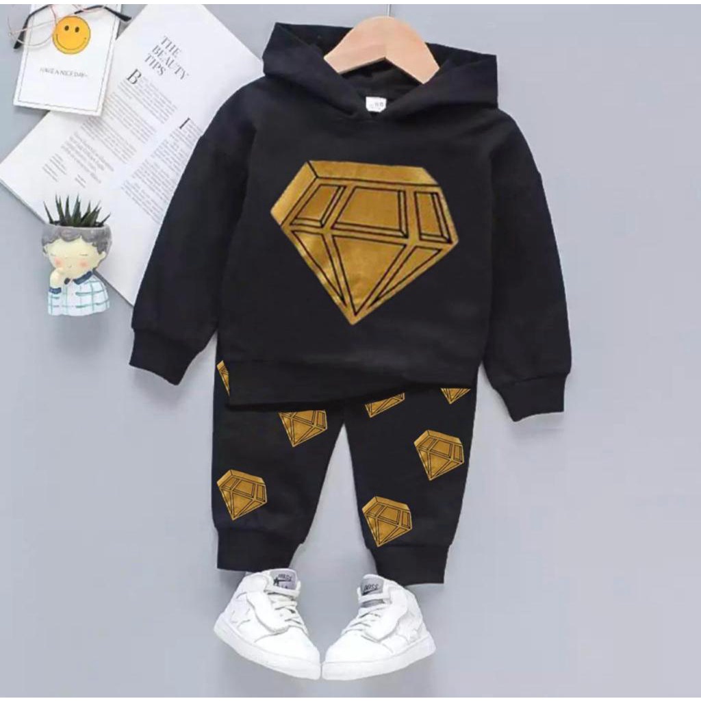 SETELAN HOODIE BAYI ANAK MOTIF DIAMOND GOLD BERLIAN SIZE 1-5 TAHUN BAHAN BABYTERRY TERMURAH TERLARIS BEST QUALITY/ SETELAN HOODIE BAYI ANAK LAKI LAKI/ SETELAN HOODIE BAYI ANAK PEREMPUAN/ SETELAN HOODIE BAYI ANAK COWO/ SETELAN HOODIE BAYI ANAK CEWE