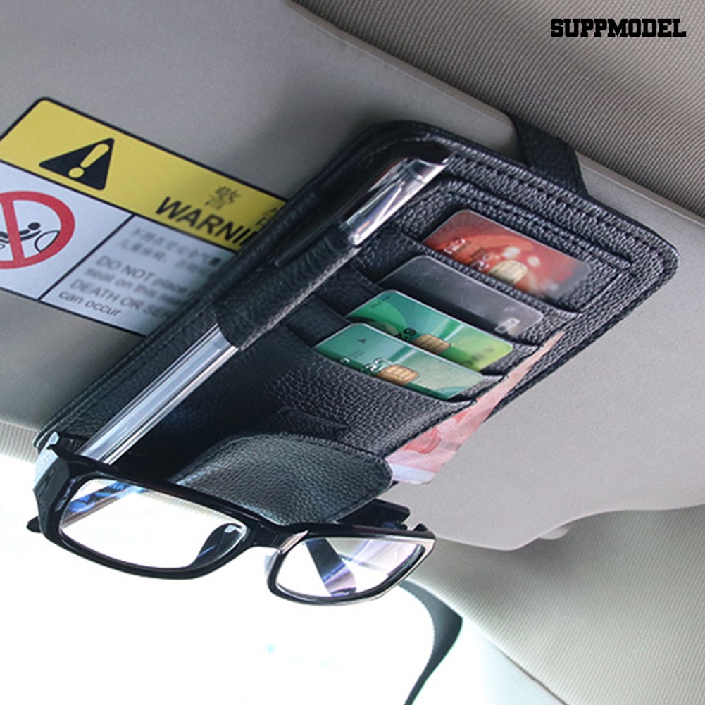 Sfs Tas Penyimpanan Kacamata Pulpen Kartu Bahan Kulit Imitasi Untuk Sun Visor Mobil