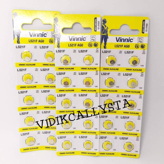 BATERAI VINNIC AG0 L521 379 SR521SW SR 521 SW BATREI BATRE JAM TANGAN KANCING VINNIC L521F ORIGINAL