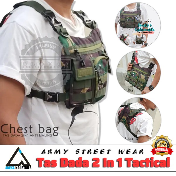 Chest Bag Tas Dada Anti Maling Tas Dada Pria Wanita Waterproof Tas Dada Simple Multifungsi 2 Model Bisa Slempang Bisa Gendong Tas Pelindung Dada Motor Biker Tas Dada Tactical Outdoor Tas Dada Rompi Model Depan Sporty Hip Hop Korea Tas Bahu 2 In 1 Original