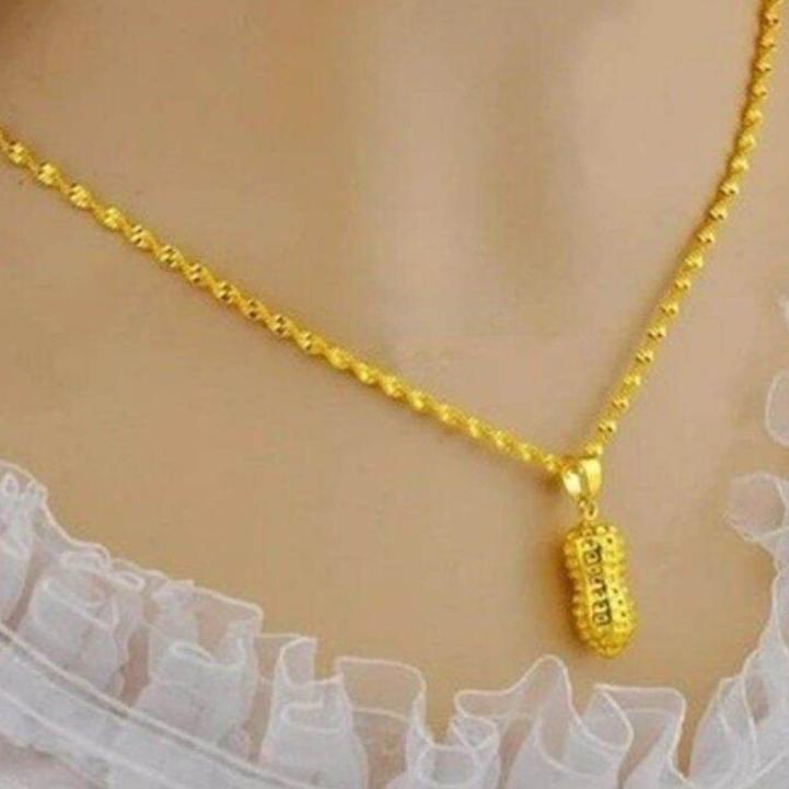 Special Price.. Kalung titanium melintir liontin kacang.lapis emas 24k anti karat