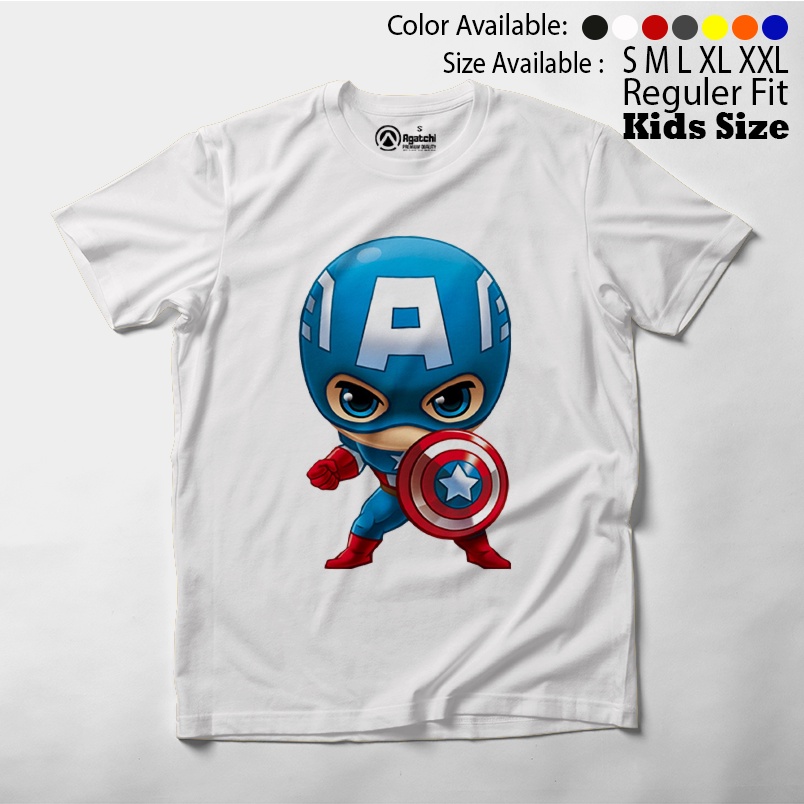 Baju Anak / Kaos Atasan Anak / Kids T Shirt  Baby Marvel Super Hero Chibi Kawaii Captain Amerika