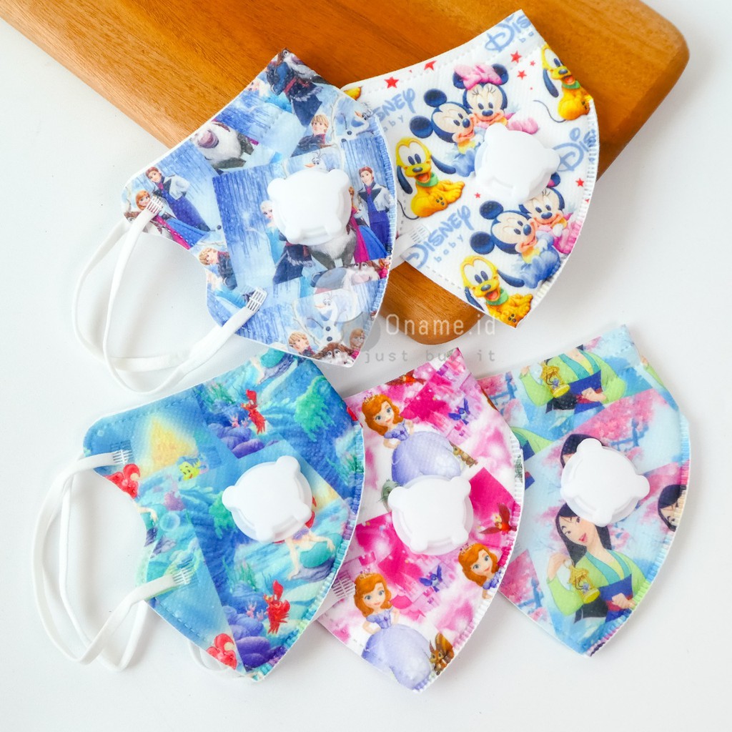 Oname.id Masker KN95 Katup Anak Motif Karakter Masker Anak (ISi 1pcs) Lucu Import