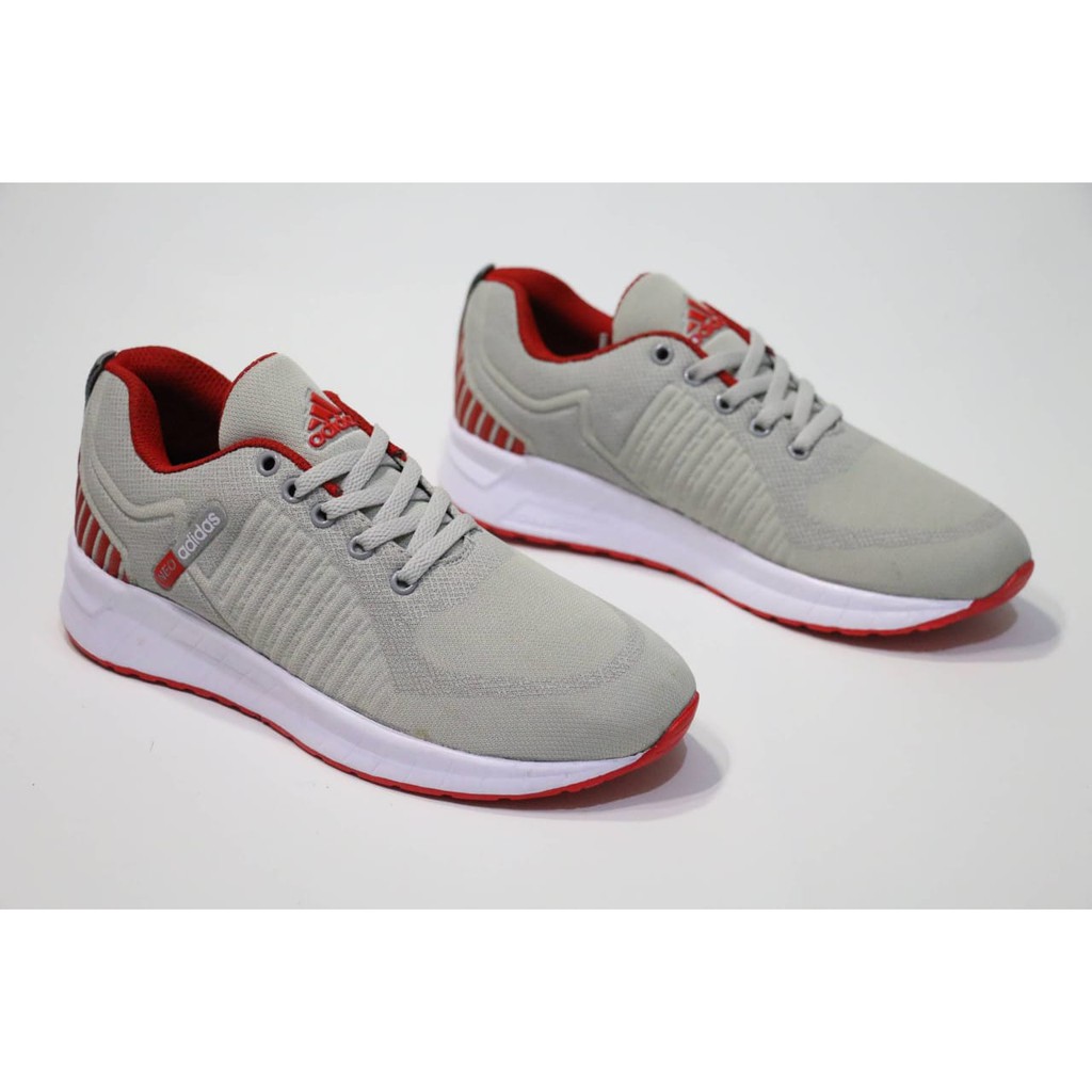 Sepatu Adidas Neo Free Flyknite Sepatu Sneakers Running Pria Warna Abu Merah