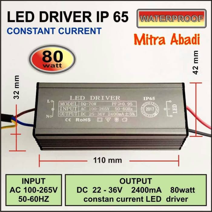 LED DRIVER 80 WATT 2400 MA CASING BESI WATERPROOFELKT_775