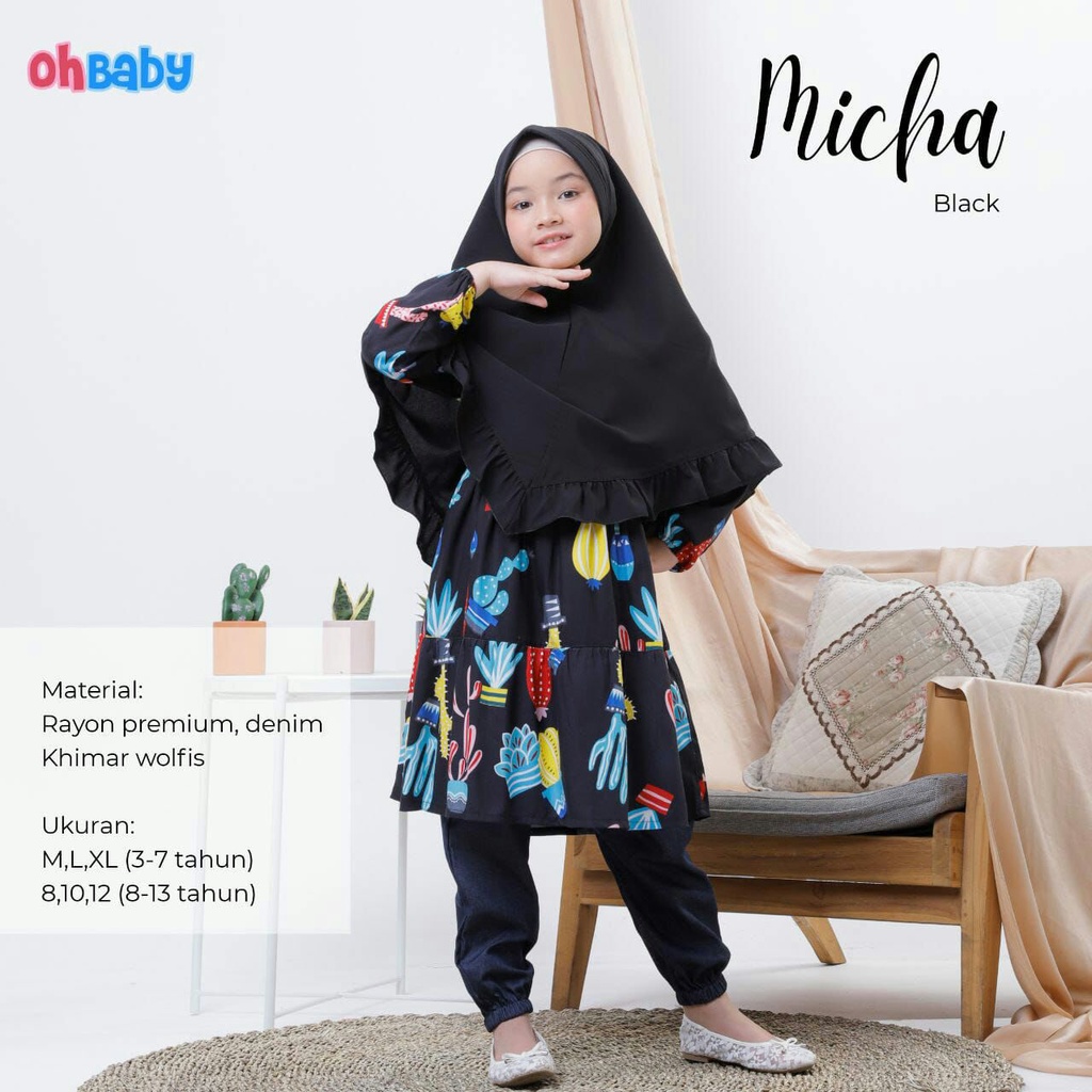 Baju Anak Setelan Celana Oh Baby (Micha Black, Pansy)
