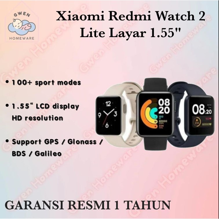 Redmi Watch 2 Lite Layar 1,55” Mi Smart Watch GPS Fitness 100+ Modes -