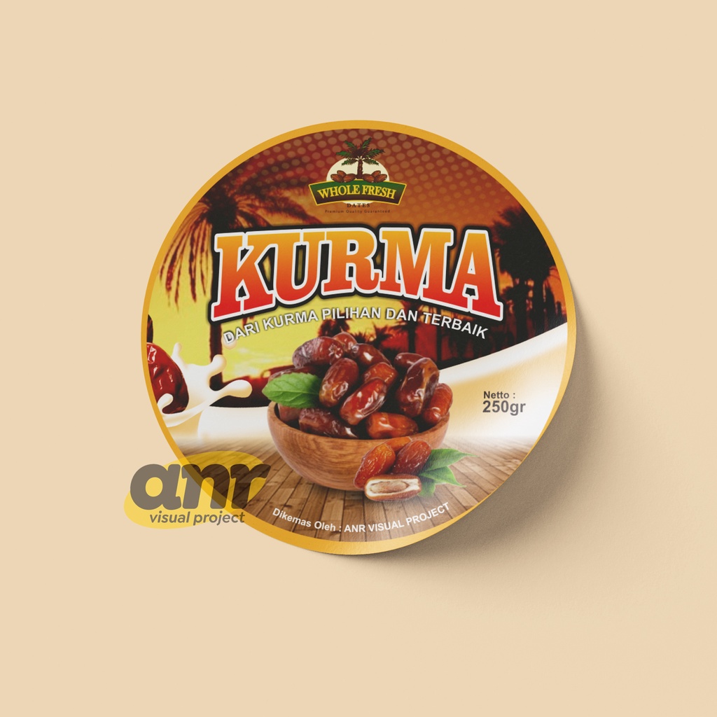 Stiker Kurma / Sticker Kurma Label / Label Kurma Bulat Cutting Murah