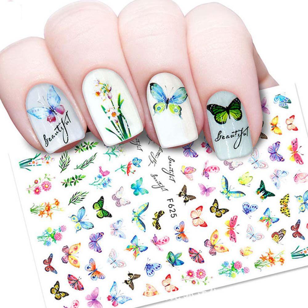 Mxbeauty Stiker Kuku Fashion Retro Bunga Peony Kupu-Kupu Manicure Nail Art Dekorasi