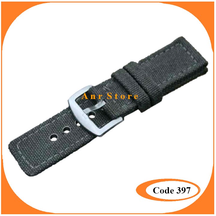 Tali Kanvas Jam Tangan 24MM Hitam Coklat Abu-Abu Strap Jam Tangan