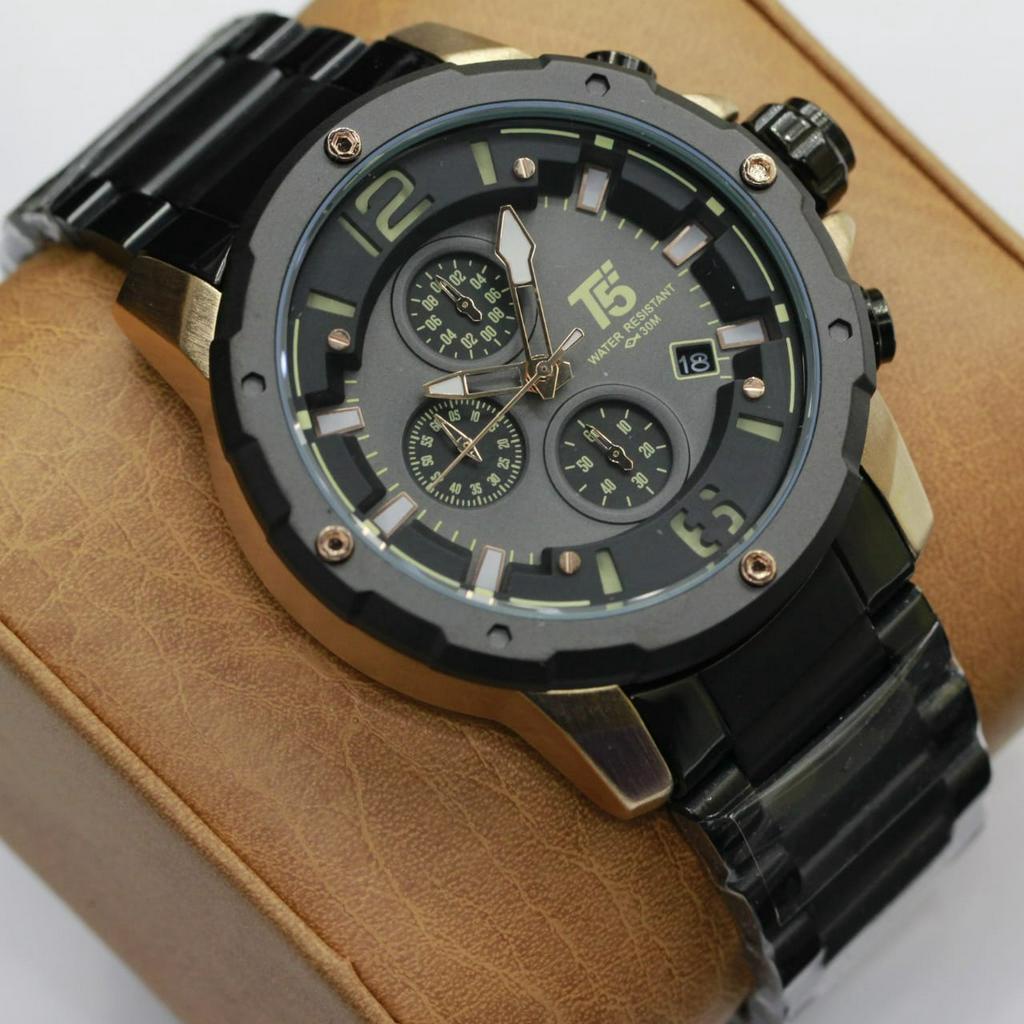 JAM TANGAN T5 H3589G//JAM TANGAN PRIA TERBARU T5 H3589G//JAM TANGAN COWOK STAINLESS STEEL ORIGINAL W