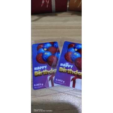 baby gold emas mini logam mulia gift series happy birthday balon itu merah 0;002 gram