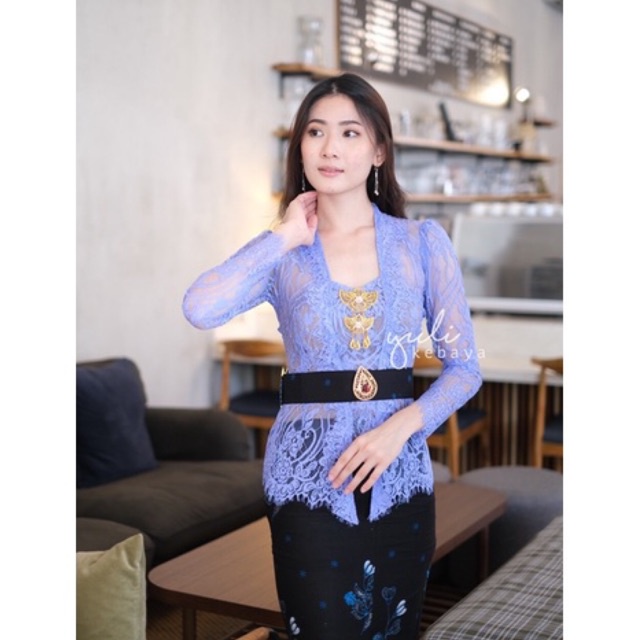 Set Kebaya Bali Kutubaru Semi Italy lengan Panjang kerut pundak