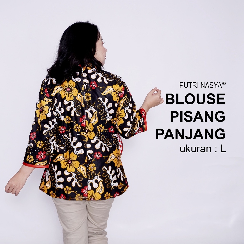 Blouse Batik Big Size Wanita Atasan Batik Jumbo LD 140 Pakaian Atasan Model Blus Jumbo Seragam Kerja Batik / Pakaian Kekinian S-M-L-XL-2L-3L-4L-5L-6L-7L Batik Wanita Model Terbaru Bahan Kantor