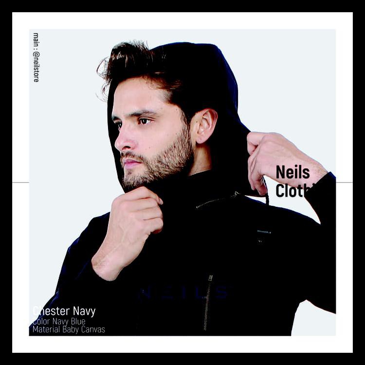 Terpercaya Jaket Chester Navy Neils Windbreaker / Jaket Vespa / Jaket Motor - Navy Promo Bulan Ini