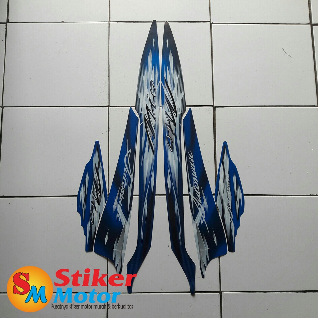 STRIPING STICKER LIS LES POLET BODY MOTOR MIO SPORTY 2009 BIRU